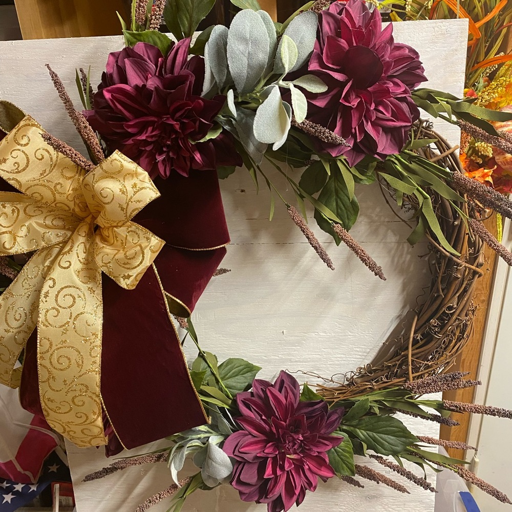 Maroon and Gold grapevine wreath